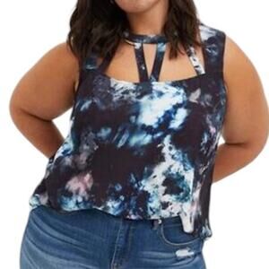 Torrid 0 Georgette caged front keyhole tank blouse TB 2006